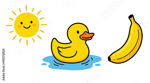 Yellow color objects for preschool learning