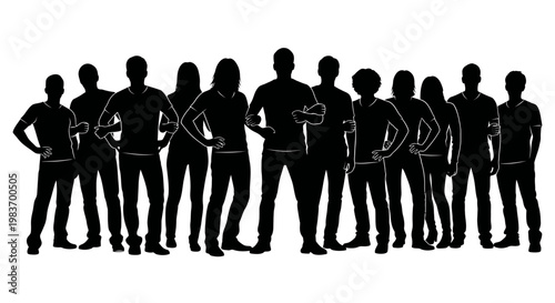 Diverse Group of People Silhouettes Standing Together Confidently