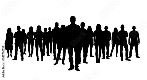 Diverse Group of People Silhouettes Standing Together in Unity and Community