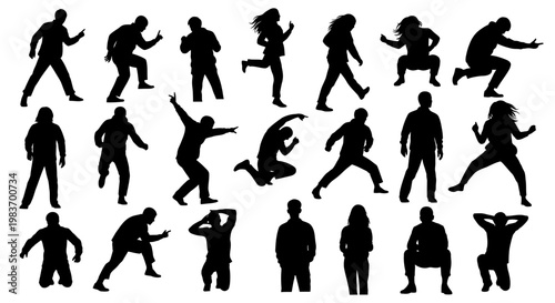 Diverse Silhouettes of People in Dynamic Poses and Actions