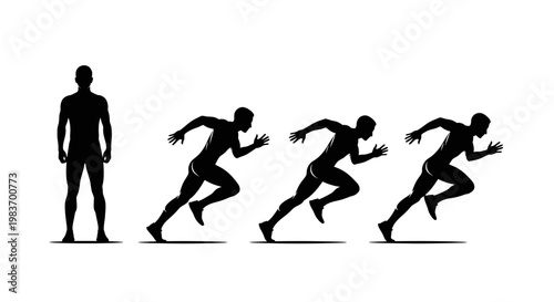 Dynamic Silhouettes of Runners in Motion and Standing Pose for Sports