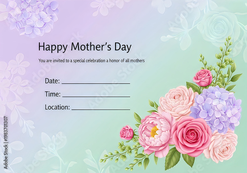 A mothers day card with flowers and a form to fill out