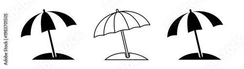 beach parasol icon set