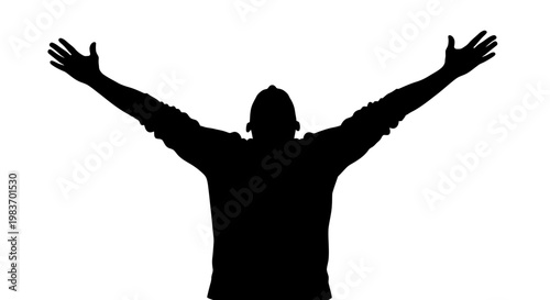 Bild auf Leinwand Silhouette of a person raising arms celebrating victory, joy, and triumph
