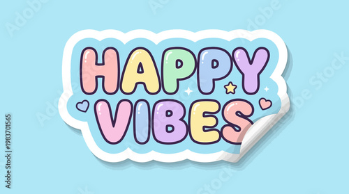 Cute sticker logo text effect, rounded lettering with bold stroke outline and realistic sticker shadow, high quality vector 