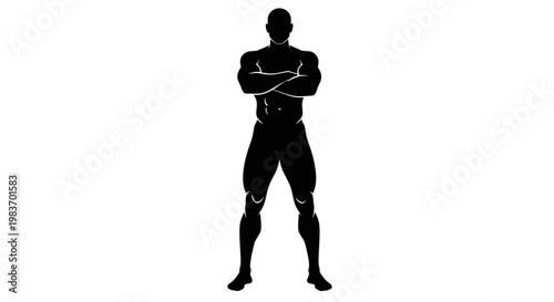 Muscular Silhouette Man Standing Confidently With Arms Crossed