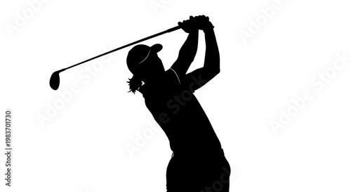 Silhouette Golf Player Swinging Club During Sports Competition
