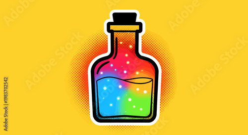 Colorful Liquid in Glass Bottle.