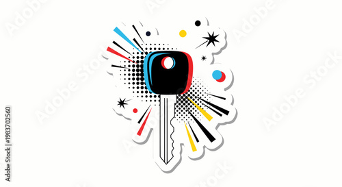Colorful Key with Abstract Background.