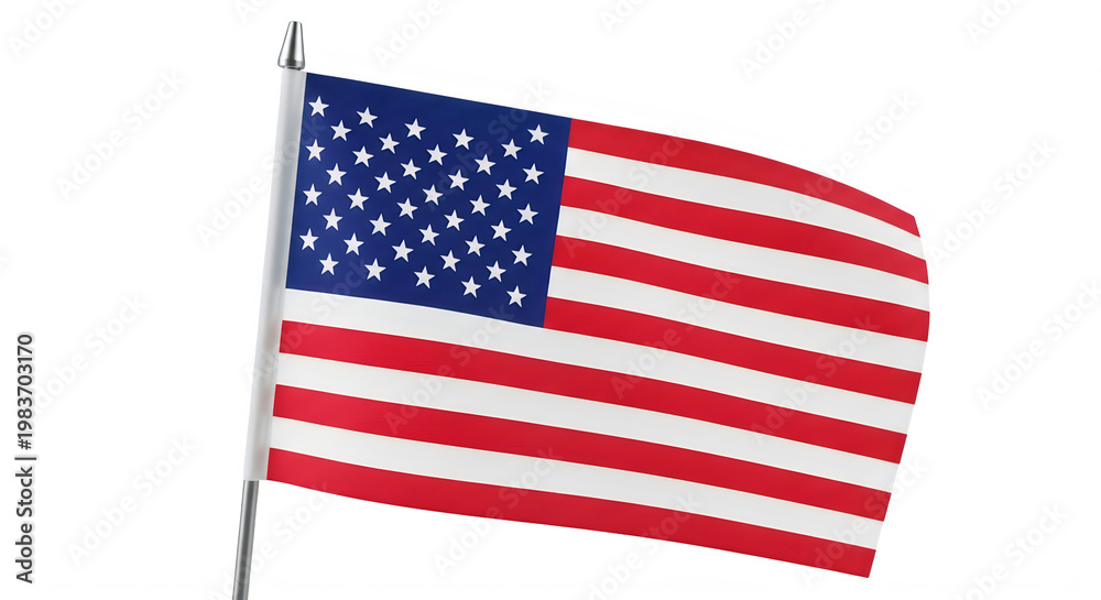 Fototapeta premium American flag waving celebrating flag day and patriotic pride isolated on transparent background