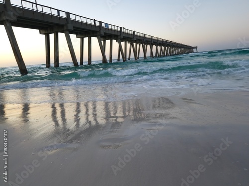 Εκτύπωση καμβά Navarre Beach Florida fishing Pier at sunset.