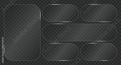 Glass Panels Abstract: A series of sleek, transparent glass panels arranged against a dark backdrop, showcasing contemporary design elements and versatile visual possibilities.