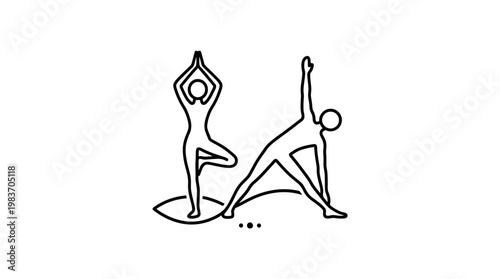 Minimalist Yoga Poses Tree Pose and Triangle Pose