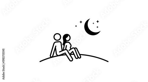 Couple Watching The Moon And Stars