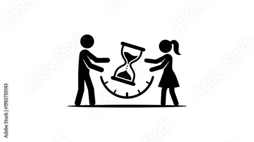 People Managing Time Concept With Hourglass