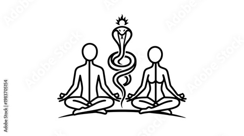 Meditation Symbol with Snake and Figures