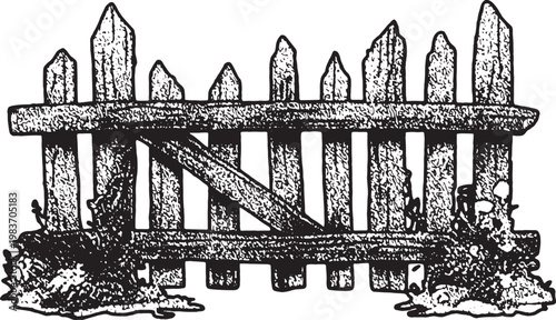 Fotografija Vintage Rustic Wooden Picket Fence Gate