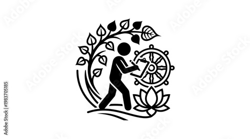 Minimalist Icon of Spiritual Practice and Enlightenment