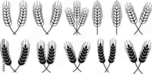 Black and White Wheat Stalk Illustrations Keywords: wheat, wheat stalks, grain, agriculture