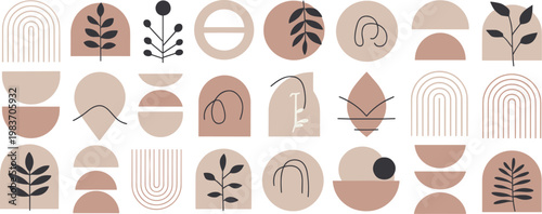 Boho Abstract Geometric Shapes and Botanical Elements Keywords: boho, abstract, geometric