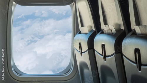 airplane window view cloudy sky