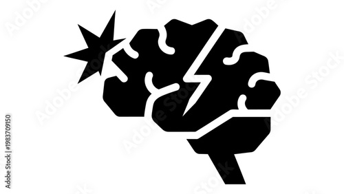 Brain icon with a lightning bolt and star symbol representing a headache or neurological disorder