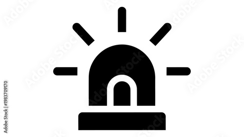Emergency siren icon, police light symbol, flashing alarm sign