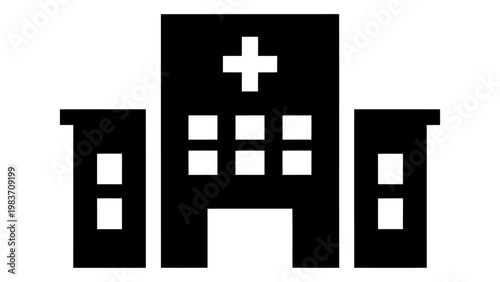 Hospital building icon, medical center sign