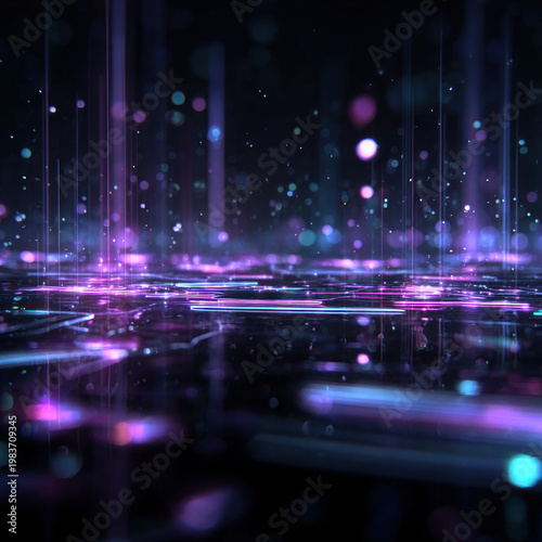 Futuristic Neon Light Wave Background Purple Blue Glowing Abstract Pattern