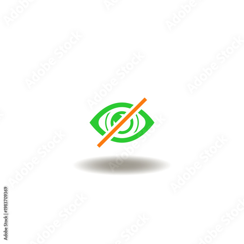 Vector illustration of eye crossed out or prohibited. Symbol of private. Icon of privacy.
