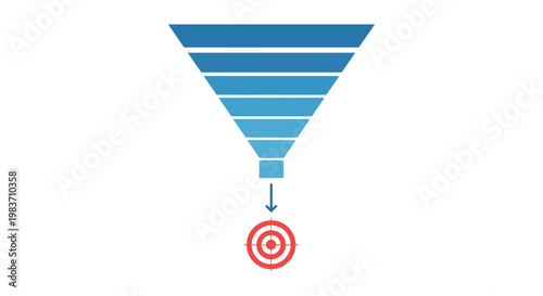 sales funnel marketing funnel diagram showing target achievement through a strategic business process ideal for goal-setting visuals.