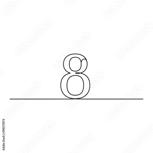 single line continuous drawing of number 8 on a white background