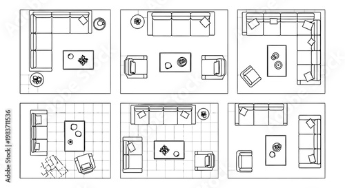 top view floor plan layouts of living rooms with modern furniture arrangements