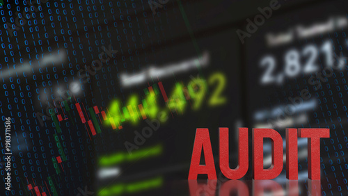 Digital Financial Audit Risk Concept with Data Visualization Background 3d render.