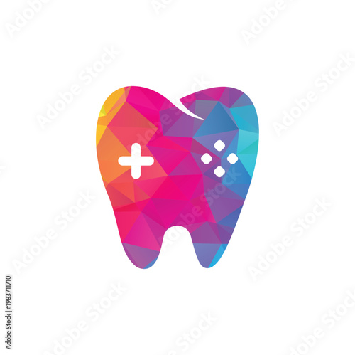 Dental Game Logo Icon Design. Tooth And Console vector logo design.	