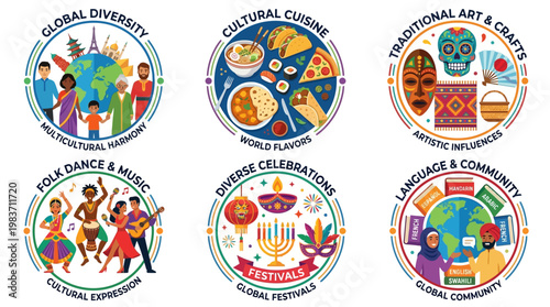 Celebrating global diversity with multicultural harmony and cultural expression through food art music