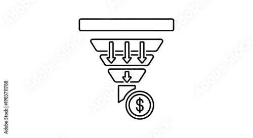 a sales funnel illustration showing the process of converting leads into money ideal for marketing and business conversion strategies.
