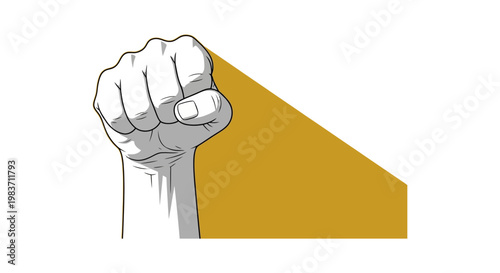 a strong raised fist symbolizing protest power and unity against a modern graphic split background perfect for social issues and activism.