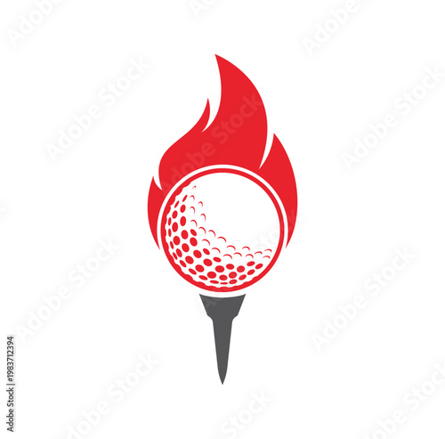 Golf Fire Logo Template Design Vector. Fire and golf ball logo design icon.	
