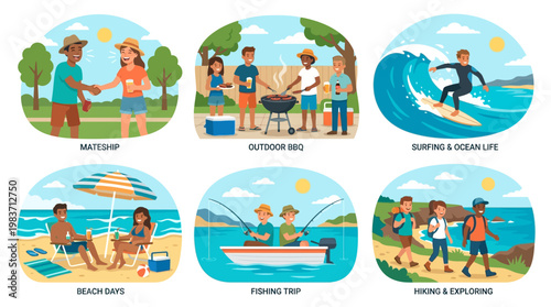 Summer activities and fun with friends and family outdoors