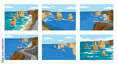 Twelve apostles limestone stack formations along australian coast