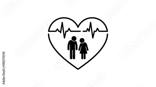 Heart Health Concept with Couple and EKG Line