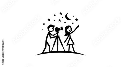 Stargazing Couple Photographing the Night Sky