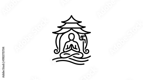 Meditating Figure in Traditional Asian Shrine