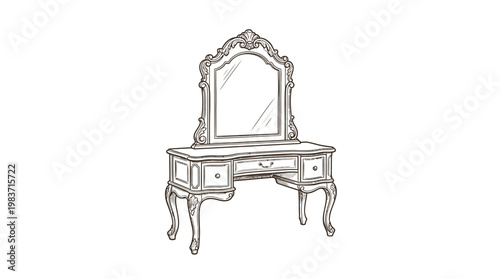 Elegant Vintage Vanity Table with Mirror
