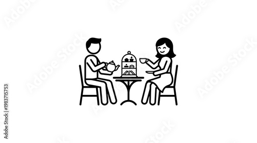 Couple Enjoying Afternoon Tea at a Table