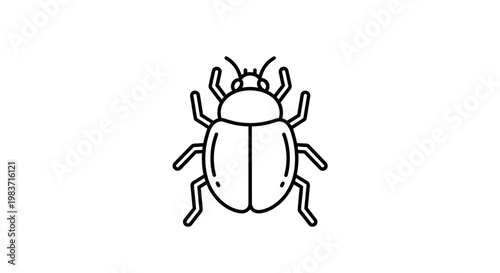 Simple line art icon of a ladybug with its wings open, perfect for nature or insect illustrations