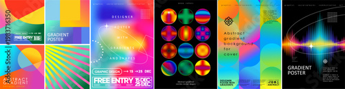 Abstract gradient art design. Vector modern illustrations of geometric shapes, round spheres, futuristic soundtracks, lines, and shapes for background, poster, banner, cover, and flyer