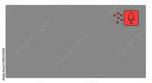 a modern voice recording icon with sound activity circles on a gray digital background for user interface design and technology.