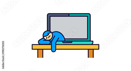 a person experiencing burnout tired and sleeping on a desk in front of a laptop after long hours of overwork